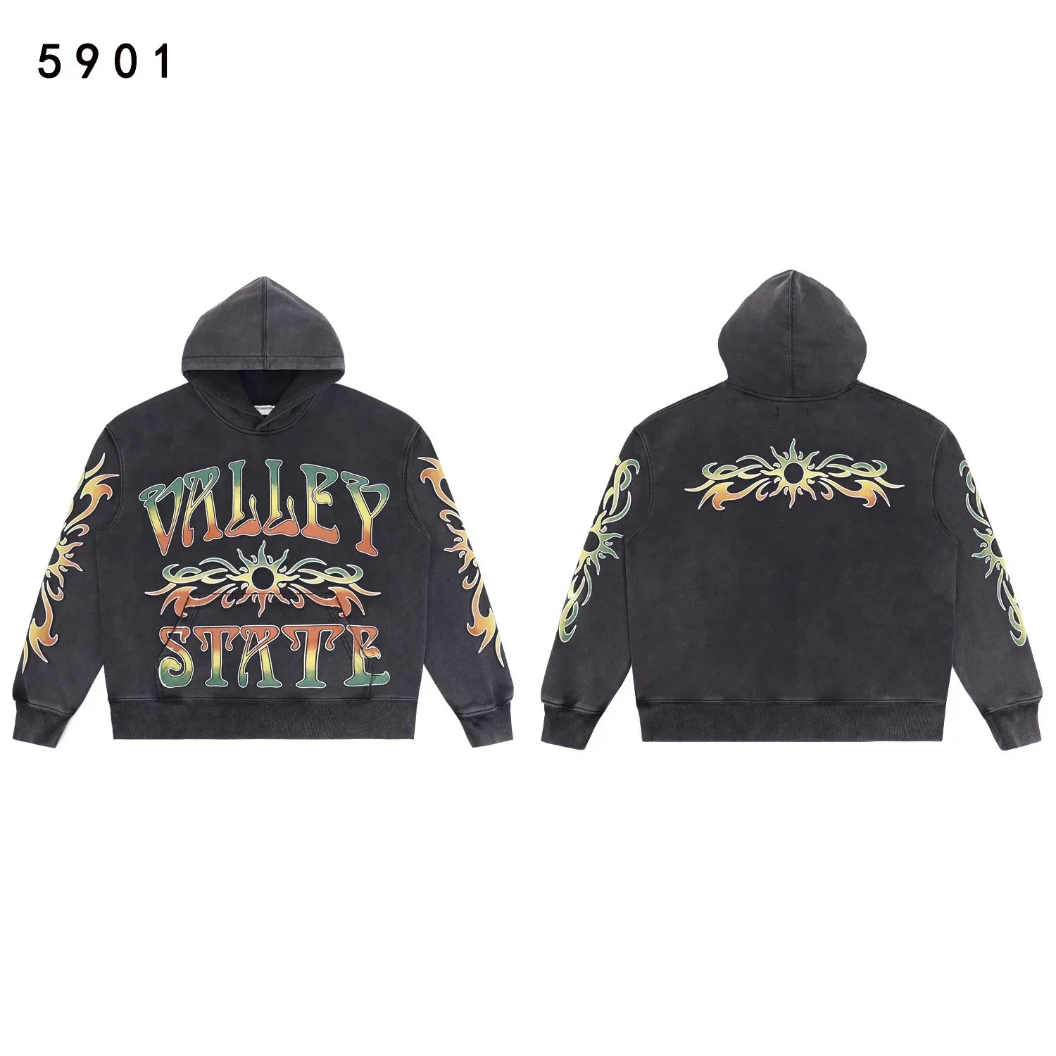Vale Forever Vintage Black Valley State Tribal Sun Pullover Hoodie
